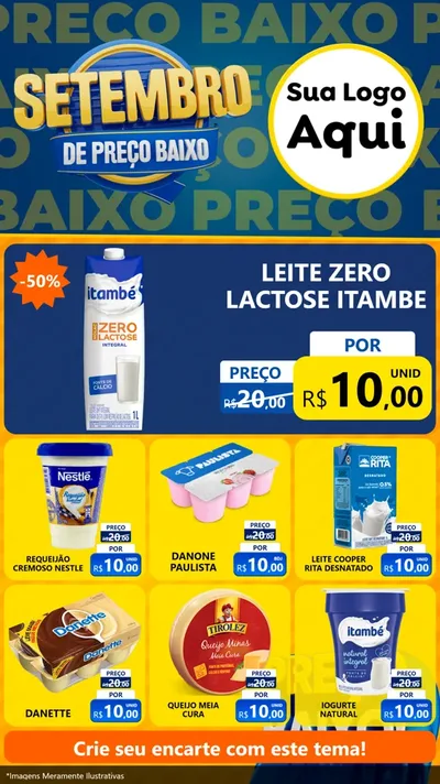 Modelo de Rede Social para Stories com o tema Setembro De Preço Baixo para Frios e Laticínios