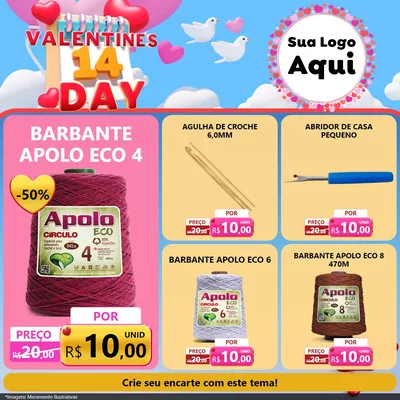 Modelo de Rede Social para Feed Facebook com o tema Valentine's Day para Armarinho e Aviamentos