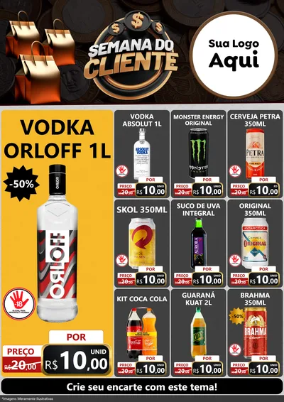 Modelo de Encarte para Encarte A4 Vertical com o tema Semana do Cliente para Distribuidora de bebidas