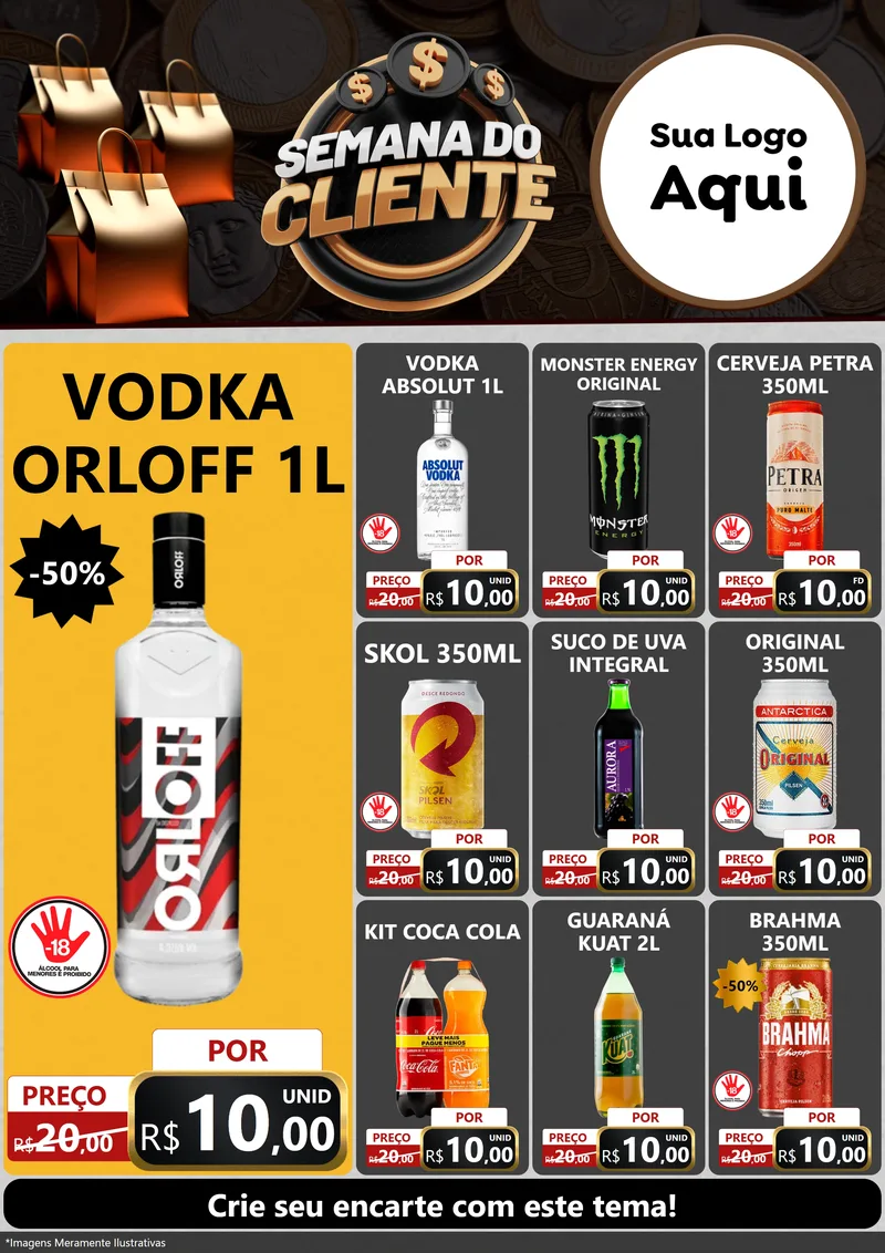 Modelo de Encarte para Encarte A4 Vertical com o tema Semana do Cliente para Distribuidora de bebidas