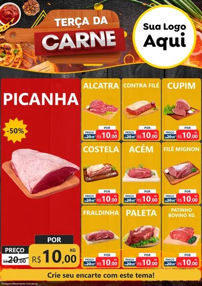 Modelo de Encarte para Encarte A4 Vertical com o tema Terça da Carne para Açougue