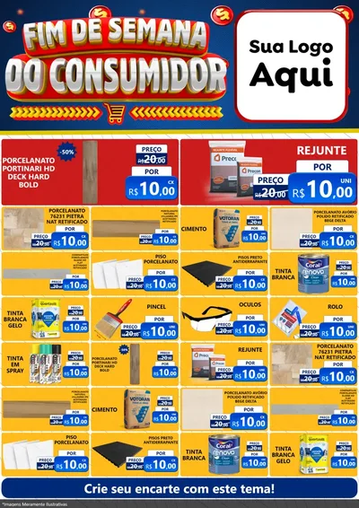 Modelo de Encarte para Encarte A4 Vertical com o tema Fim de Semana do Consumidor para Pisos e revestimentos