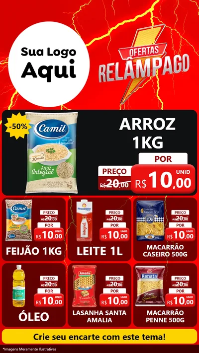 Modelo de Rede Social para Stories com o tema Ofertas Relâmpago para Supermercado