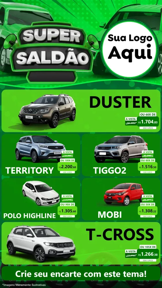 Modelo de TV para TV Vertical com o tema Super Saldão - Carros para Concessionaria de Carros