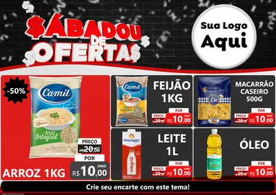 Modelo de Encarte para Encarte A4 Horizontal com o tema Sabadou de Ofertas para Supermercado