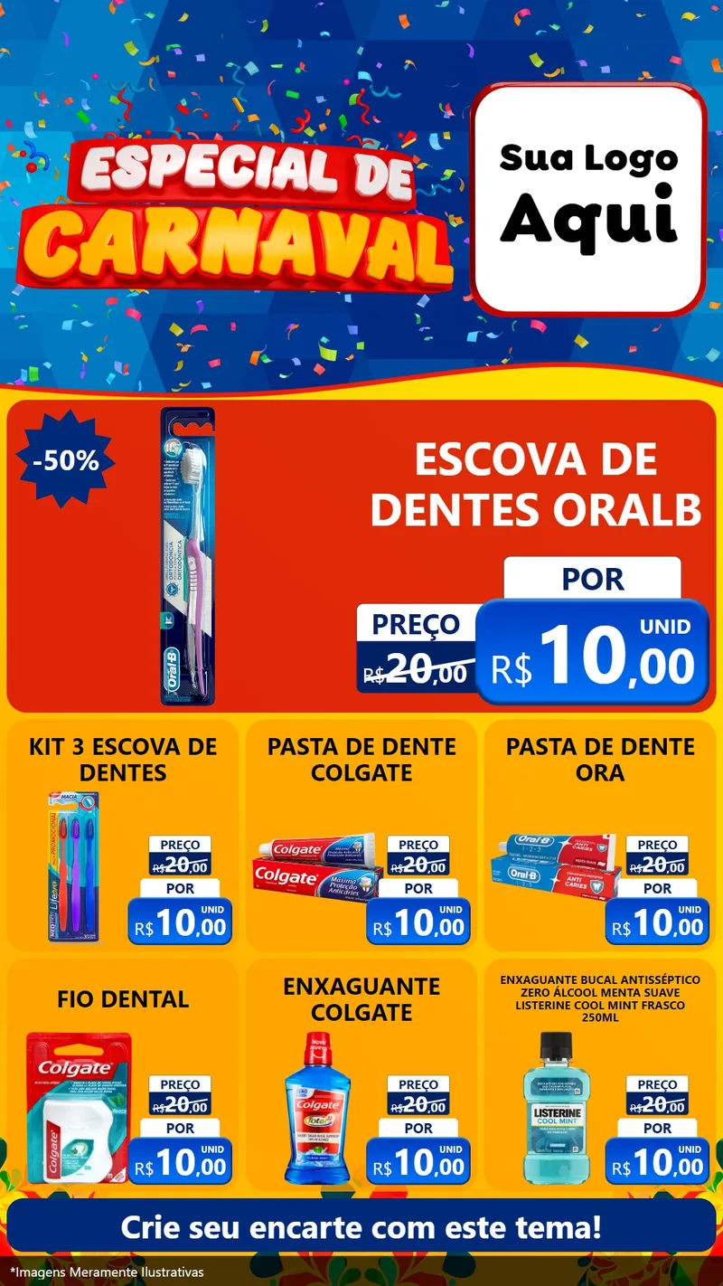 Modelo de Rede Social para Stories com o tema Especial de Carnaval para Higiene Pessoal
