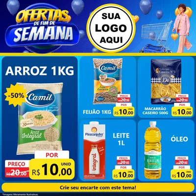 Modelo de Rede Social para Feed Facebook com o tema Ofertas de Fim de Semana para Supermercado