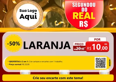 Modelo de Cartaz para Cartaz A4 Horizontal com o tema Segundou do Real para Hortifrúti