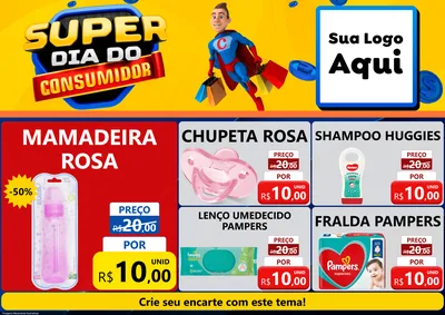 Modelo de Encarte para Encarte A4 Horizontal com o tema Super Dia do Consumidor para Bebês