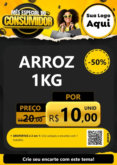 Modelo de Cartaz para Cartaz A4 Vertical com o tema Mês Especial do Consumidor para Supermercado