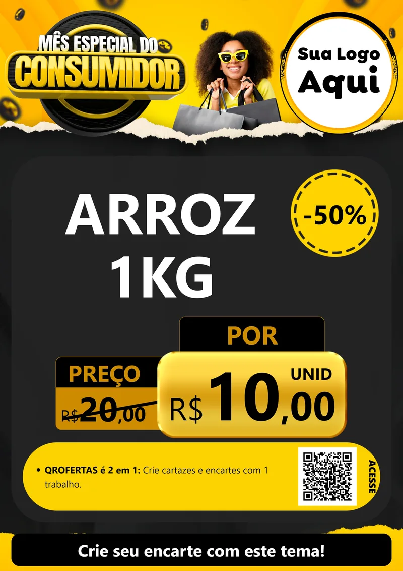 Modelo de Cartaz para Cartaz A4 Vertical com o tema Mês Especial do Consumidor para Supermercado
