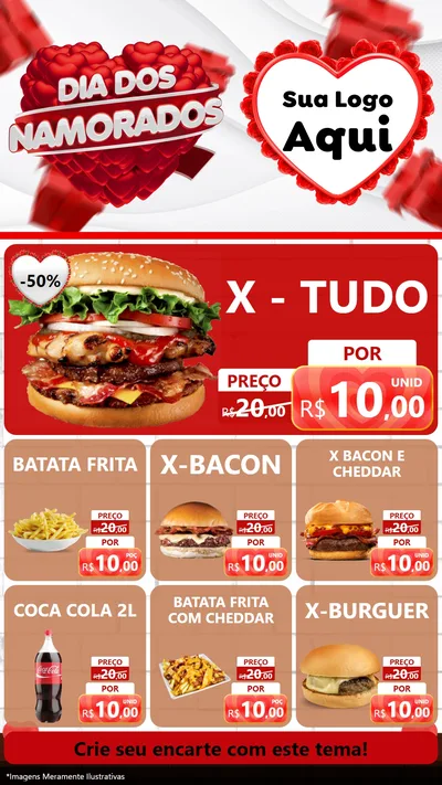 Modelo de Rede Social para Stories com o tema Dia dos Namorados para Hamburgueria