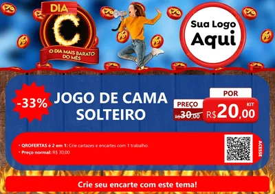 Modelo de Cartaz para Cartaz A4 Horizontal com o tema Dia C - O Dia Mais Barato Do Mês para Cama, Mesa e Banho