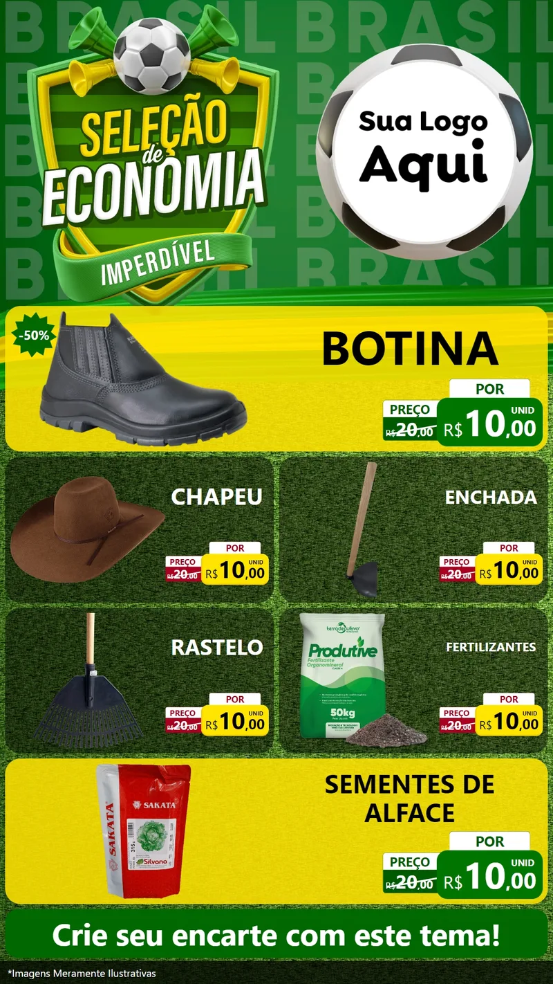 Modelo de TV para TV Vertical com o tema Seleção de Economia - Copa para Agropecuária