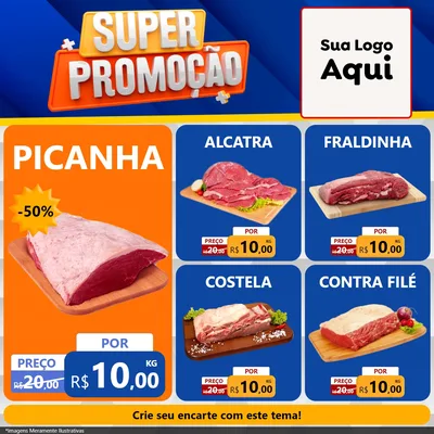 Modelo de Rede Social para Feed Facebook com o tema Super Promoção para Açougue