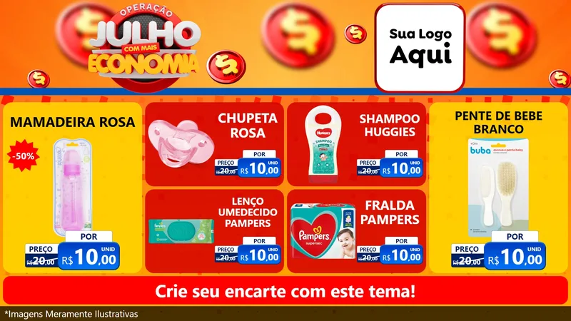 Modelo de TV para TV Horizontal com o tema Operação Julho Com Mais Economia para Bebês