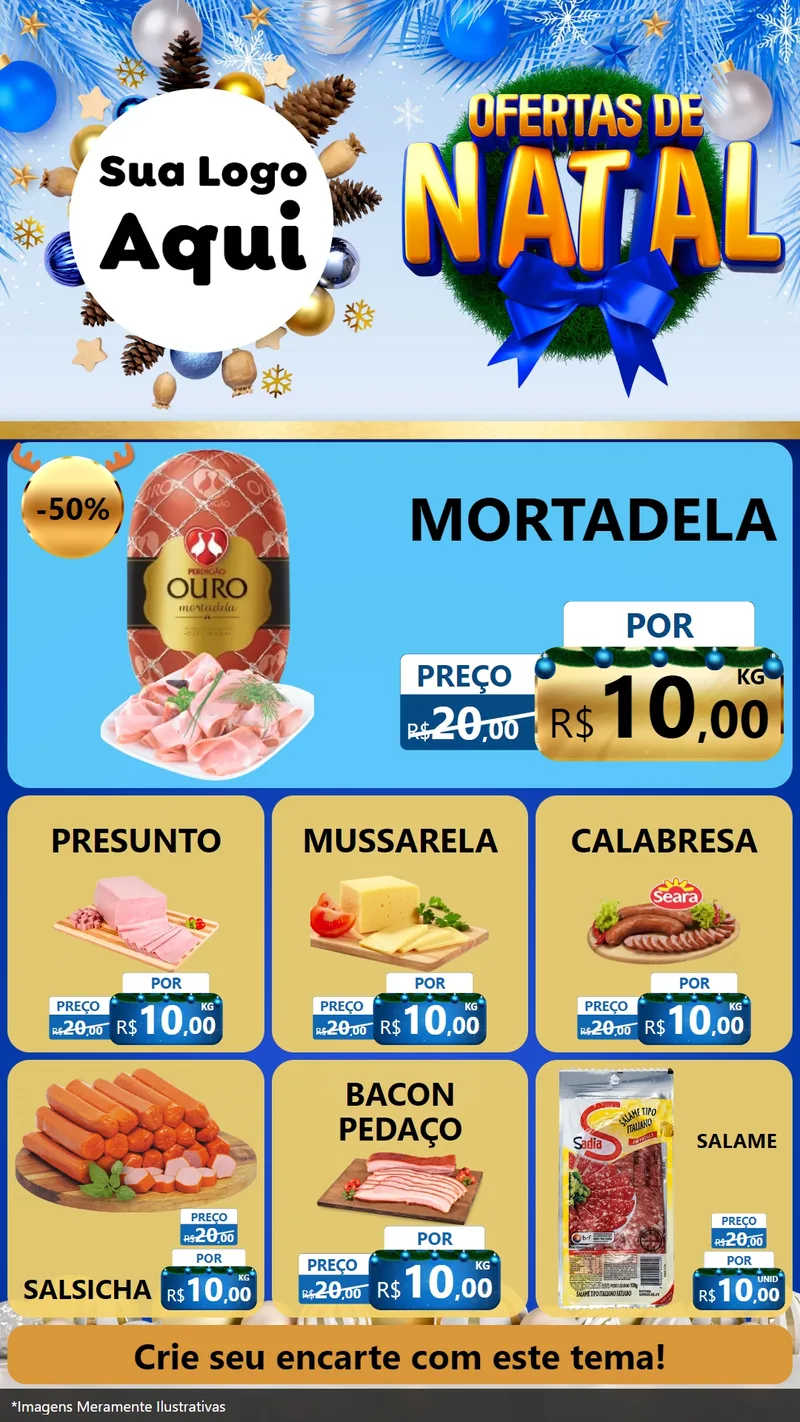 Modelo de Rede Social para Stories com o tema Ofertas de Natal para Frios e Laticínios