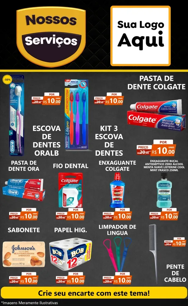Modelo de Encarte para Encarte Grande com o tema Nossos Serviços para Higiene Pessoal