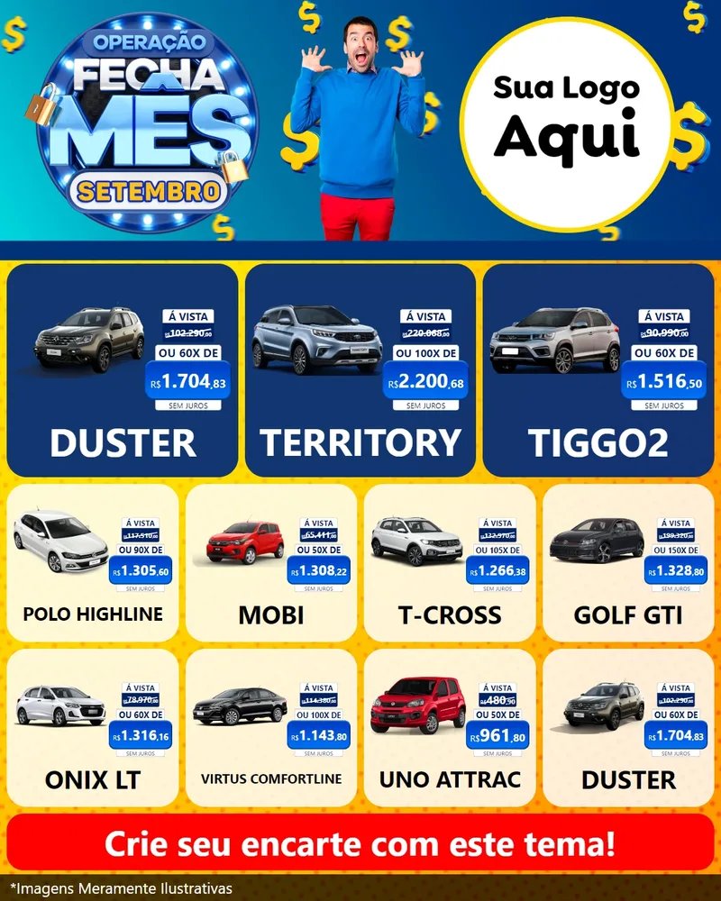 Modelo de Rede Social para Feed Instagram com o tema Operação Fecha Mês Setembro para Concessionaria de Carros