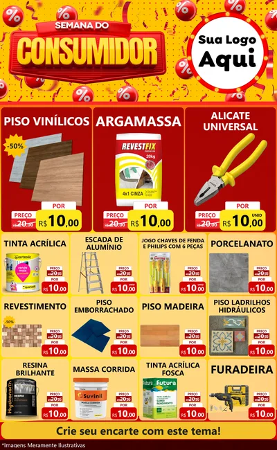 Modelo de Encarte para Encarte Grande com o tema Semana do Consumidor para Material para Construção