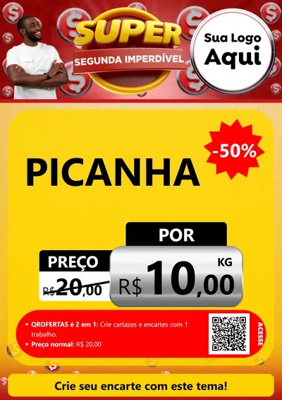 Modelo de Cartaz para Cartaz A4 Vertical com o tema Super Segunda Imperdível para Açougue