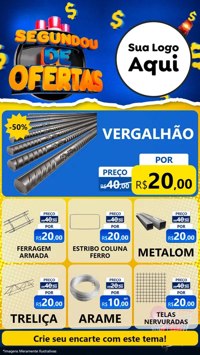 Modelo de Rede Social para Stories com o tema Segundou de Ofertas para Ferragens
