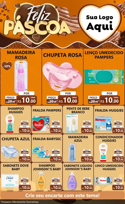 Modelo de Encarte para Encarte Grande com o tema Feliz Páscoa para Bebês