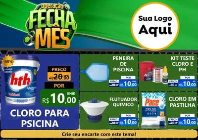 Modelo de Encarte para Encarte A4 Horizontal com o tema Operação Fecha Mês para Produtos para Piscina