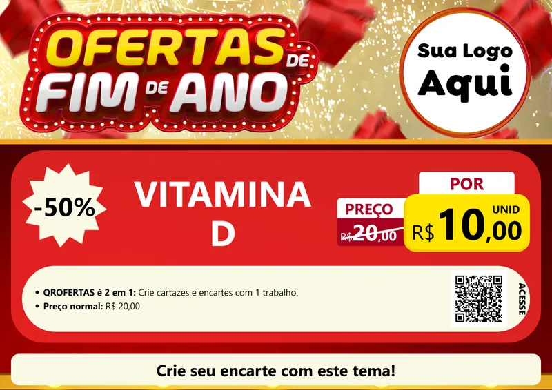 Modelo de Cartaz para Cartaz A4 Horizontal com o tema Ofertas de Fim de Ano para Farmácia