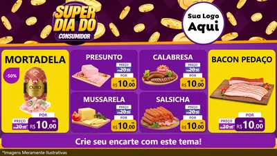Modelo de TV para TV Horizontal com o tema Super Dia do Consumidor para Frios e Laticínios