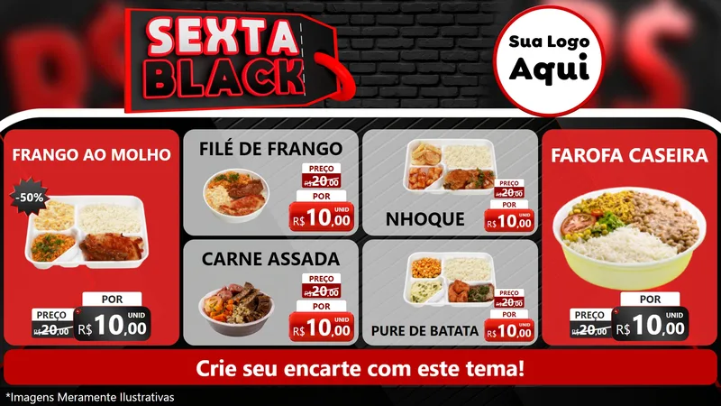 Modelo de TV para TV Horizontal com o tema Sexta Black para Restaurante
