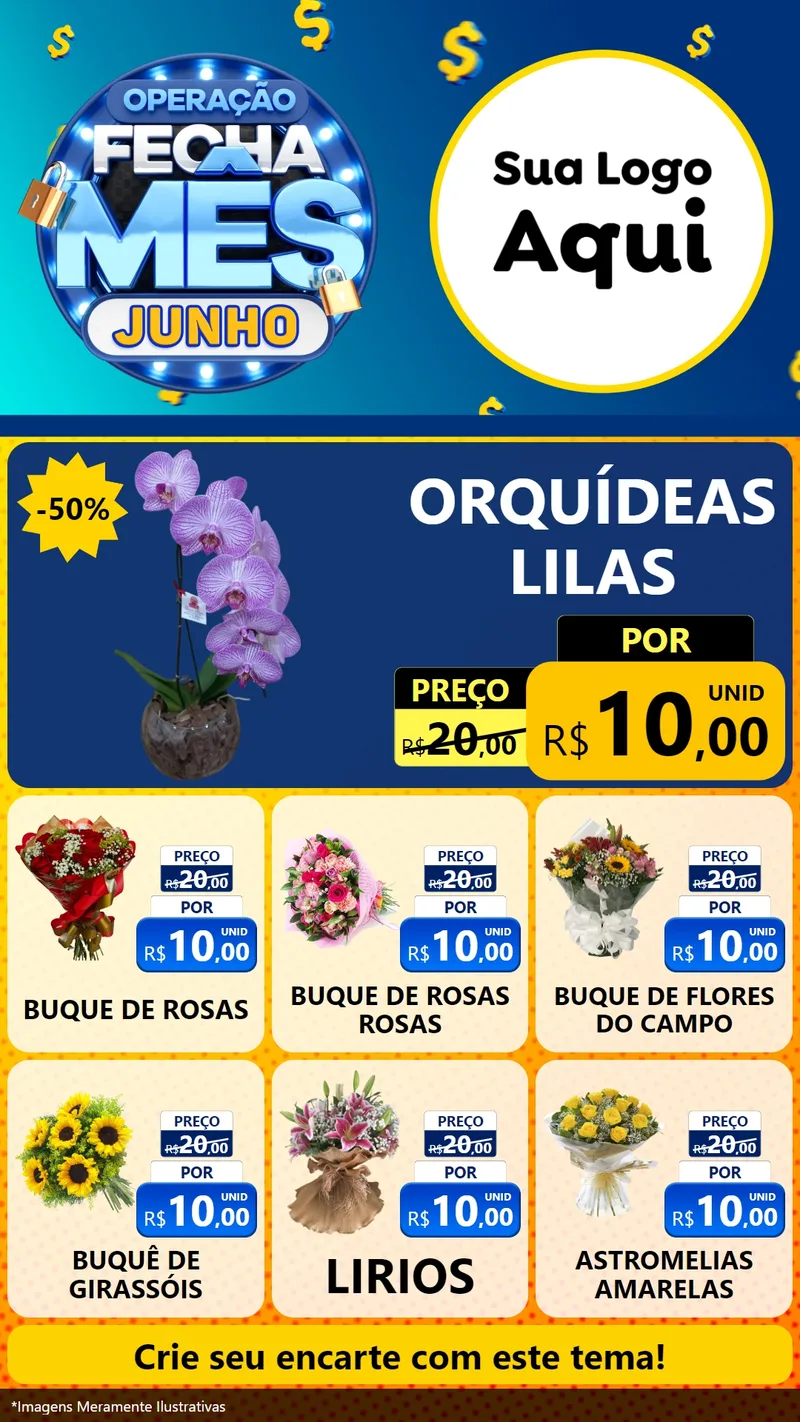 Modelo de Rede Social para Stories com o tema Operação Fecha Mês, Junho para Floricultura e jardim