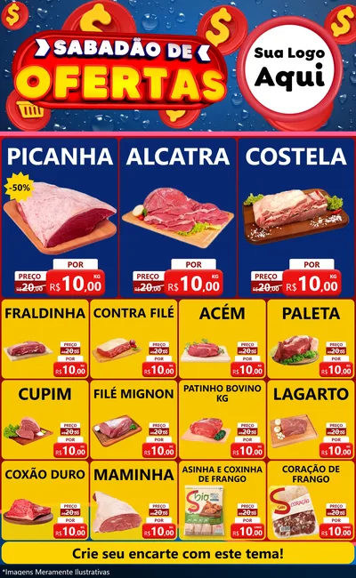 Modelo de Encarte para Encarte Grande com o tema Sabadão de Ofertas para Açougue