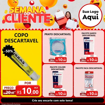 Modelo de Rede Social para Feed Facebook com o tema Semana do Cliente para Embalagens