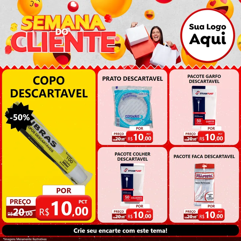 Modelo de Rede Social para Feed Facebook com o tema Semana do Cliente para Embalagens