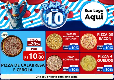 Modelo de Encarte para Encarte A4 Horizontal com o tema Papai Nota 10 para Pizzaria