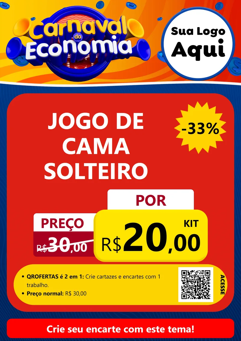 Modelo de Cartaz para Cartaz A4 Vertical com o tema Carnaval da Economia para Cama, Mesa e Banho