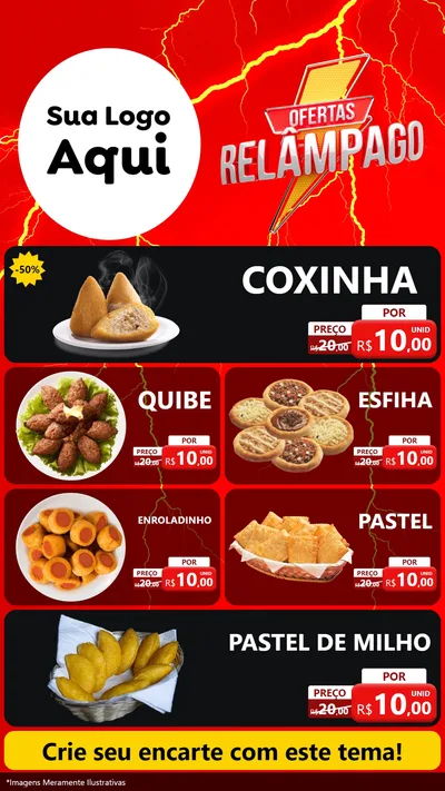 Modelo de TV para TV Vertical com o tema Ofertas Relâmpago para Salgadaria