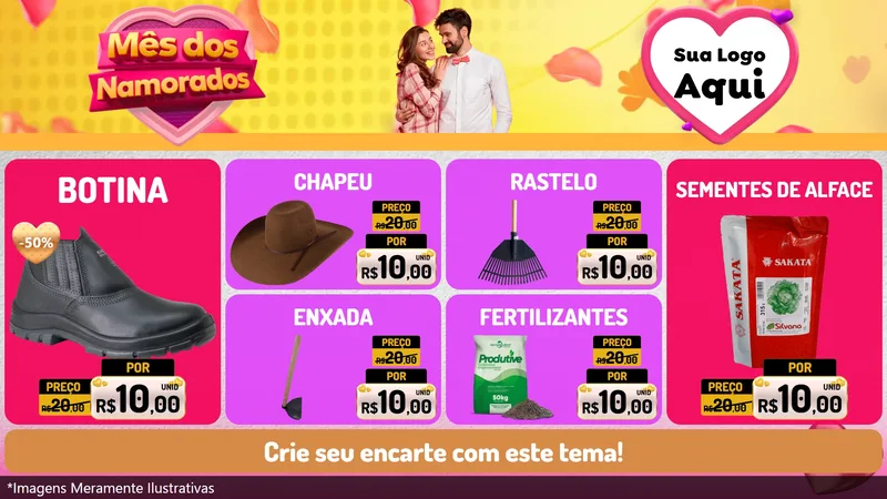Modelo de TV para TV Horizontal com o tema Mês dos Namorados para Agropecuária