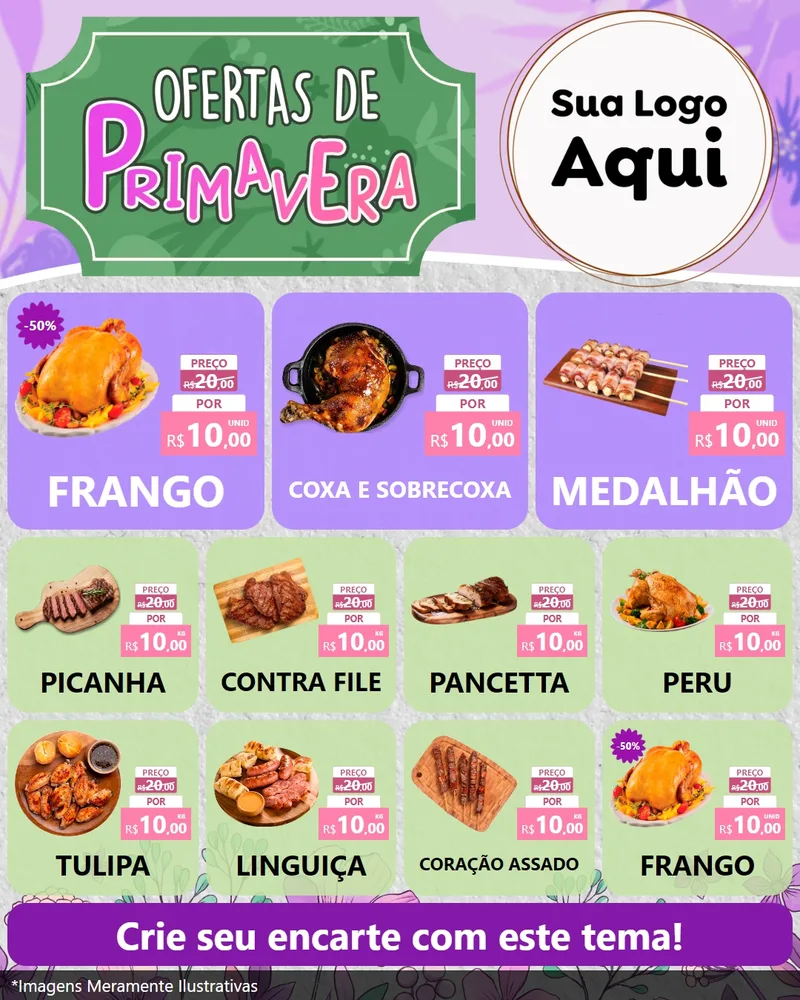 Modelo de Rede Social para Feed Instagram com o tema Ofertas de Primavera para Assados