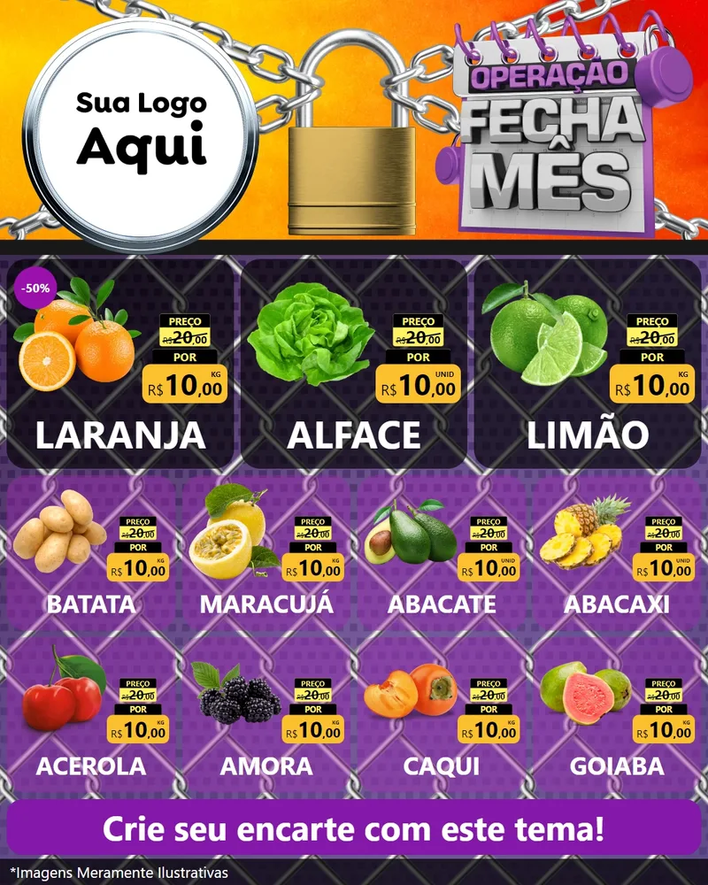 Modelo de Rede Social para Feed Instagram com o tema Operação Fecha Mês para Hortifrúti