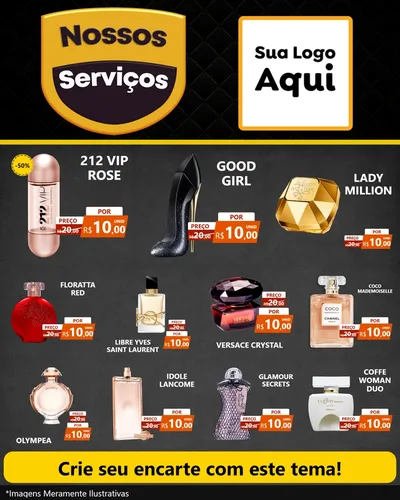 Modelo de Rede Social para Feed Instagram com o tema Nossos Serviços para Perfumes