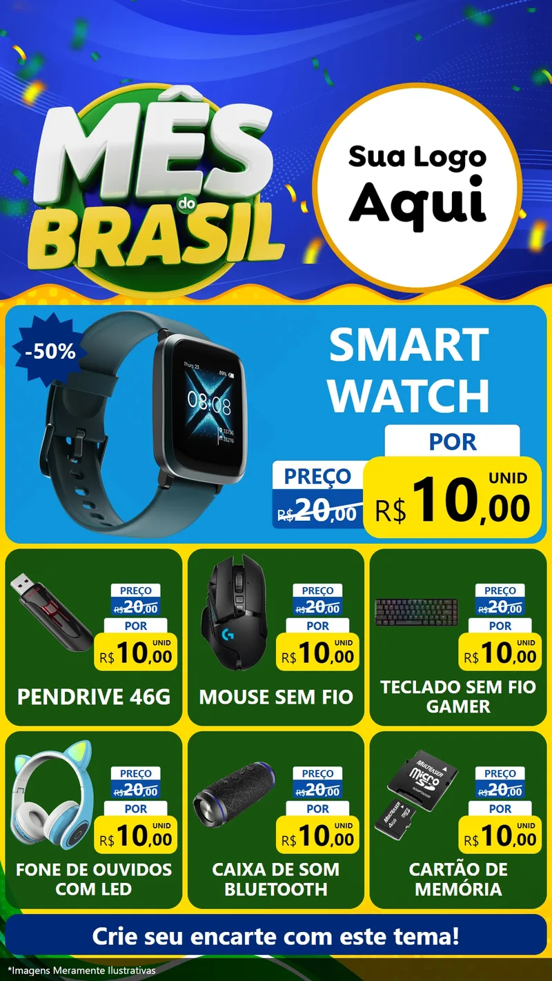 Modelo de Rede Social para Stories com o tema Mês do Brasil para Informática