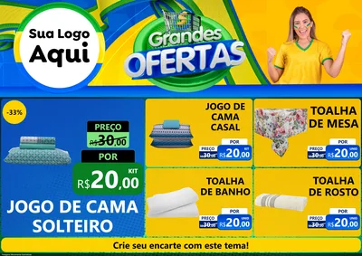 Modelo de Encarte para Encarte A4 Horizontal com o tema Grandes Ofertas para Cama, Mesa e Banho