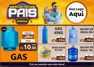 Modelo de Encarte para Encarte A4 Horizontal com o tema Especial Dia dos Pais para Água e gás