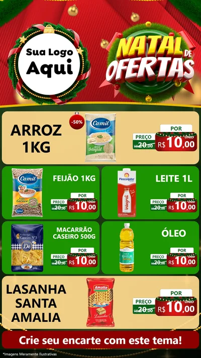 Modelo de TV para TV Vertical com o tema Natal de Ofertas para Supermercado