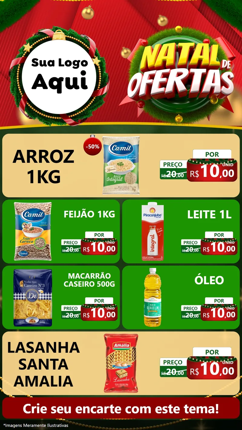 Modelo de TV para TV Vertical com o tema Natal de Ofertas para Supermercado