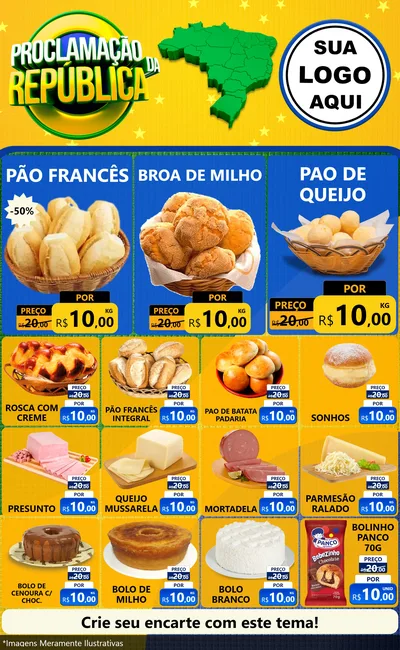 Modelo de Encarte para Encarte Grande com o tema Proclamação da República para Padaria