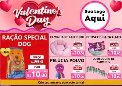 Modelo de Encarte para Encarte A4 Horizontal com o tema Valentine's Day para Pet Shop