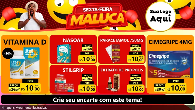 Modelo de TV para TV Horizontal com o tema Sexta-feira Maluca para Farmácia